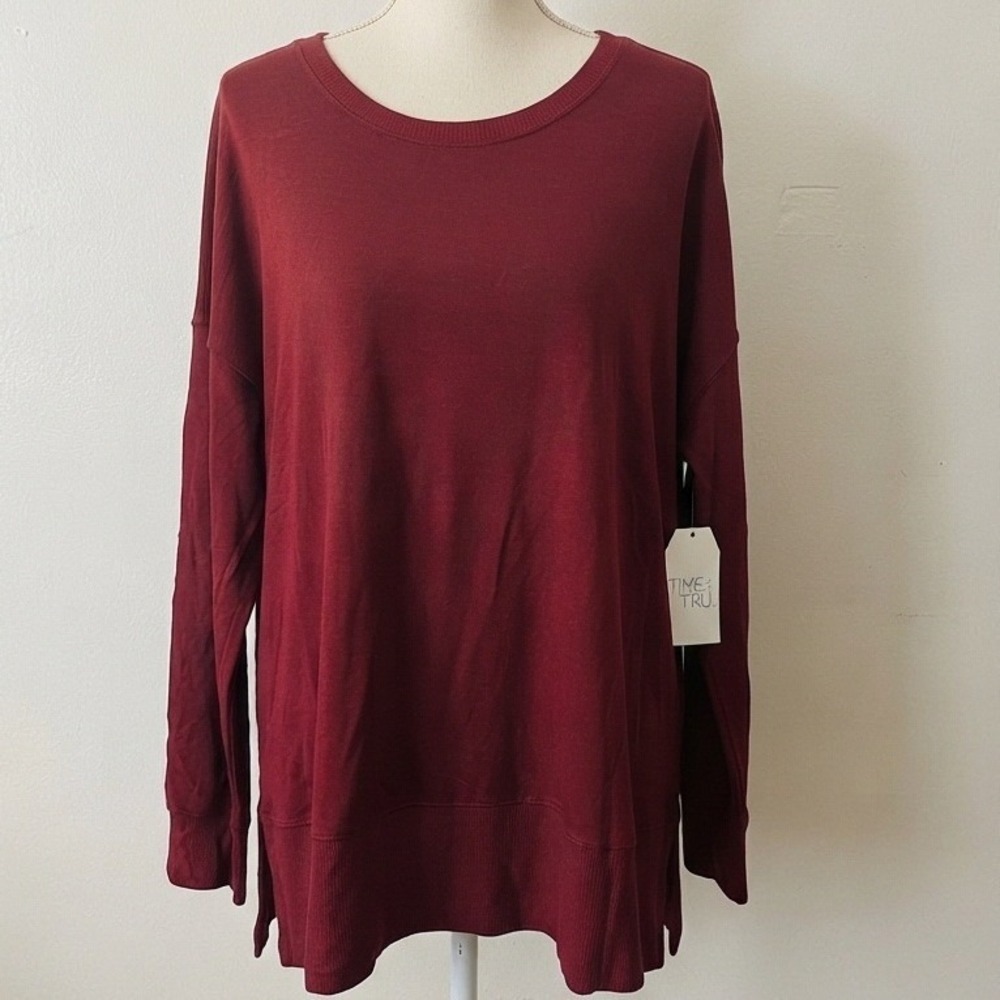 Time and Tru Womens Cozy Maroon Super Soft Tunic Top XXXL Livaeco Viscose NWT